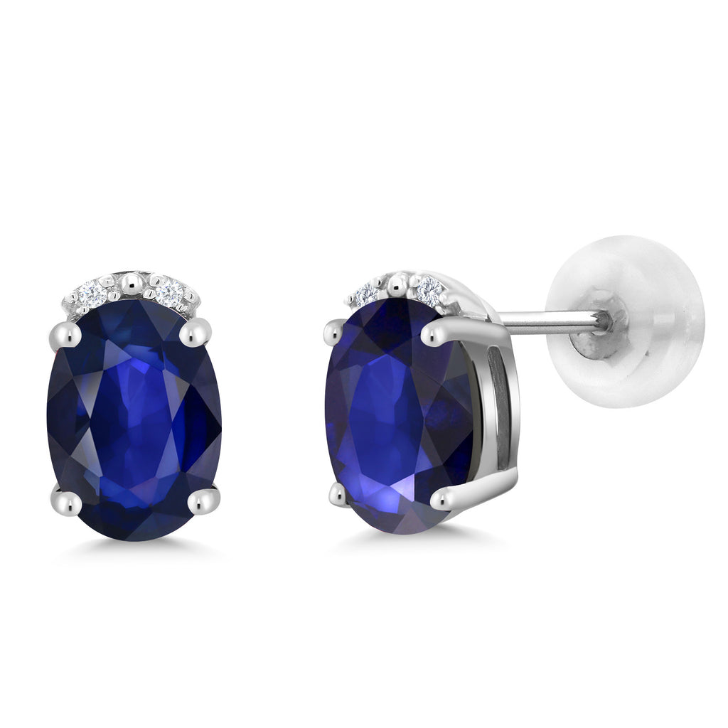 Blue Sapphire - September_10K White Gold_Earrings in 10K White Gold