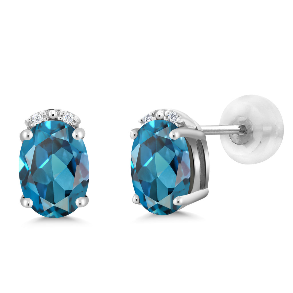 London Blue Topaz - November_10K White Gold_Earrings in 10K White Gold