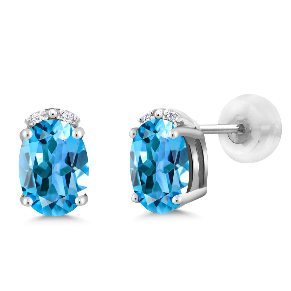 Swiss Blue Topaz - November_10K White Gold_Earrings in 10K White Gold