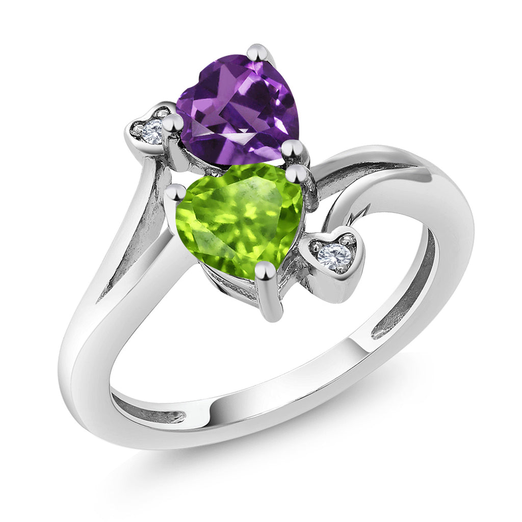 Garnet and Diamond_7_Ring in 10K White Gold