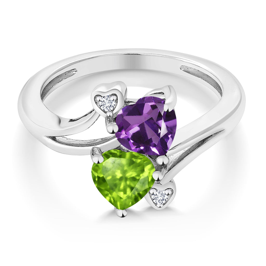 Garnet and Diamond_7_Ring in 10K White Gold