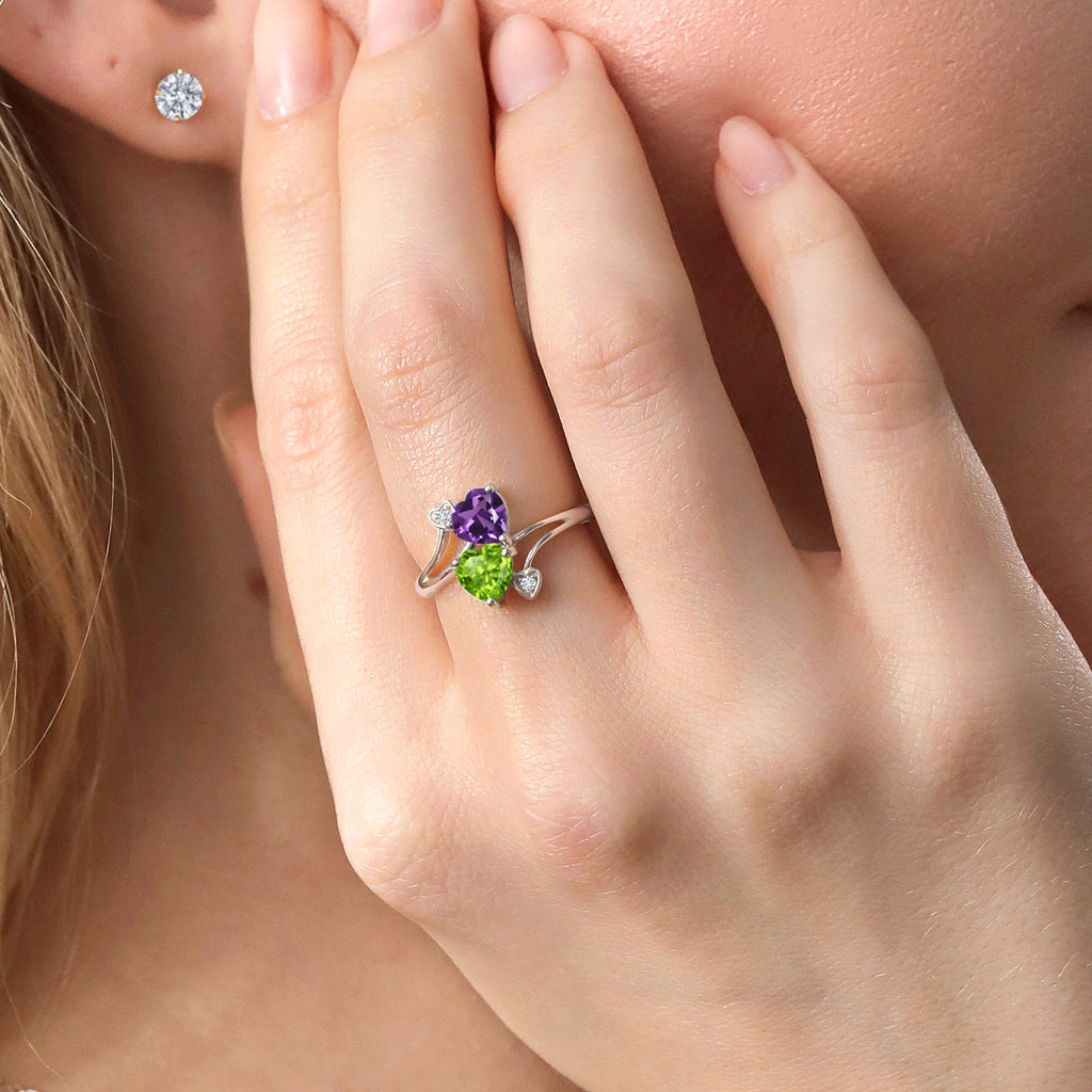 Garnet and Diamond_7_Ring in 10K White Gold