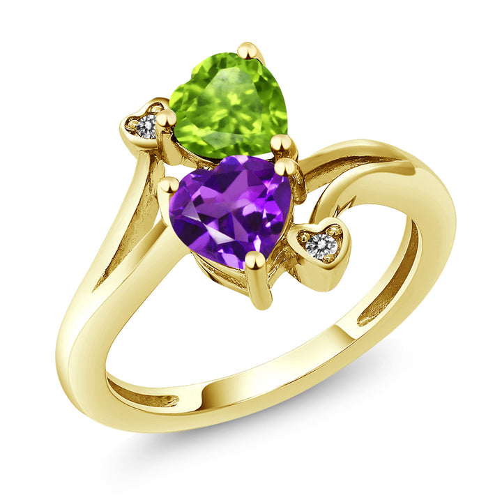 Amethyst - Peridot_5_Ring in 10K Yellow Gold