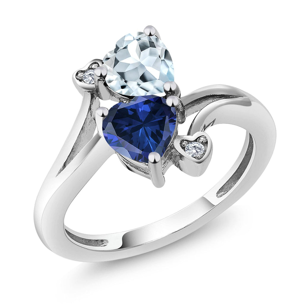 Aquamarine-Created Sapphire_5_Ring in 10K White Gold