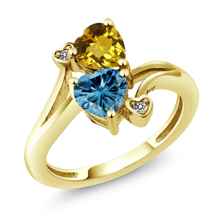 Citrine - Persian Blue Moissanite_5_Ring in 10K Yellow Gold