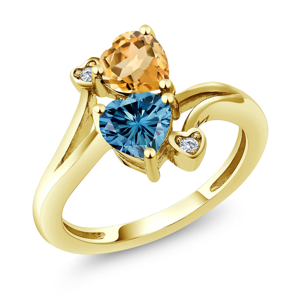 White Moissanite - Peridot_6_Ring in 10K Yellow Gold