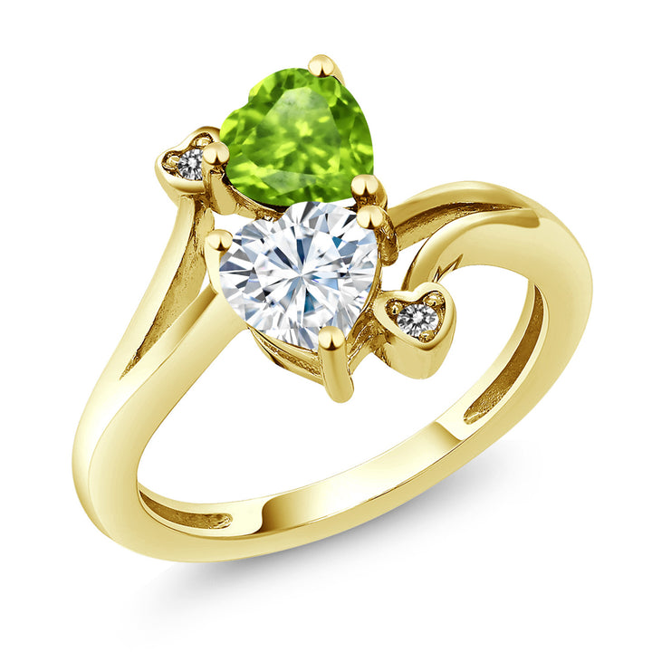 White Moissanite - Peridot_5_Ring in 10K Yellow Gold
