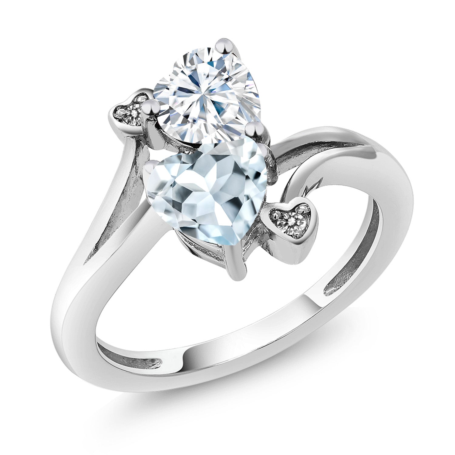 White Moissanite - Aquamarine_9_Ring in 10K White Gold
