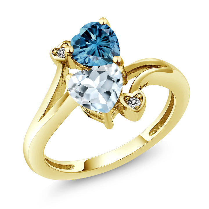 Persian Blue Moissanite - Aquamarine_5_Ring in 10K Yellow Gold