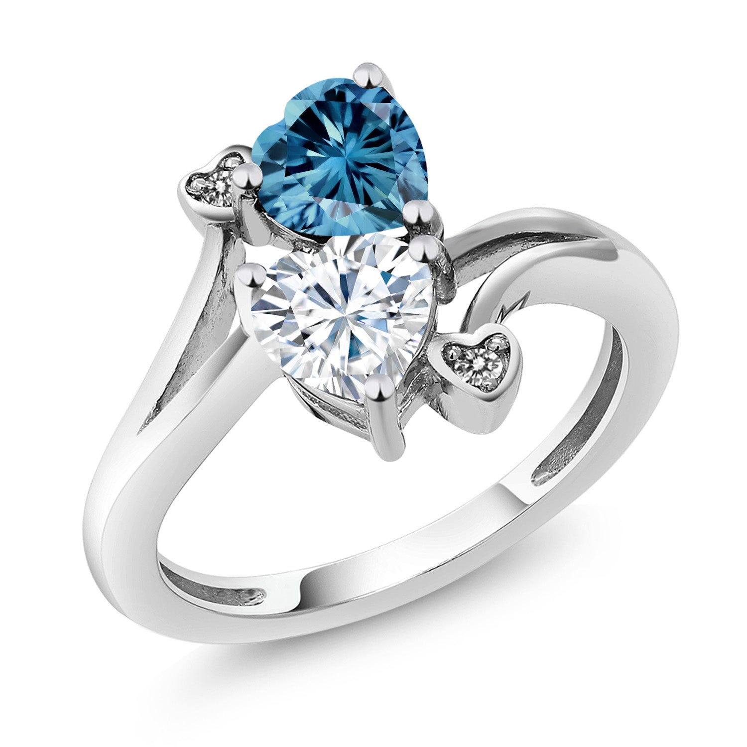 Persian Blue Moissanite - White Moissanite_6_Ring in 10K White Gold