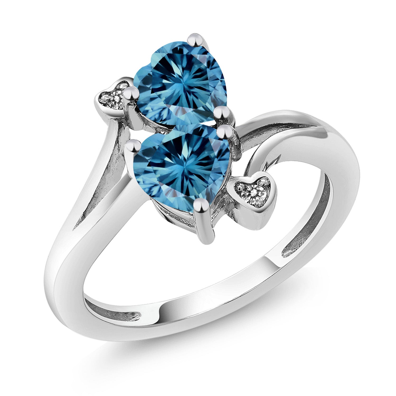 Persian Blue Moissanite - April_6_Ring in 10K White Gold