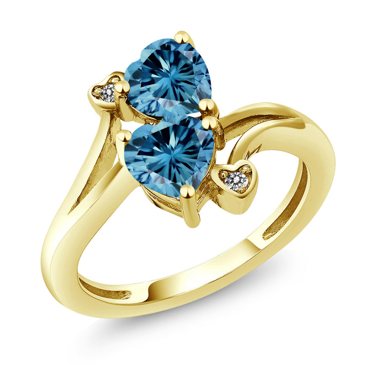 Persian Blue Moissanite - April_5_Ring in 10K Yellow Gold