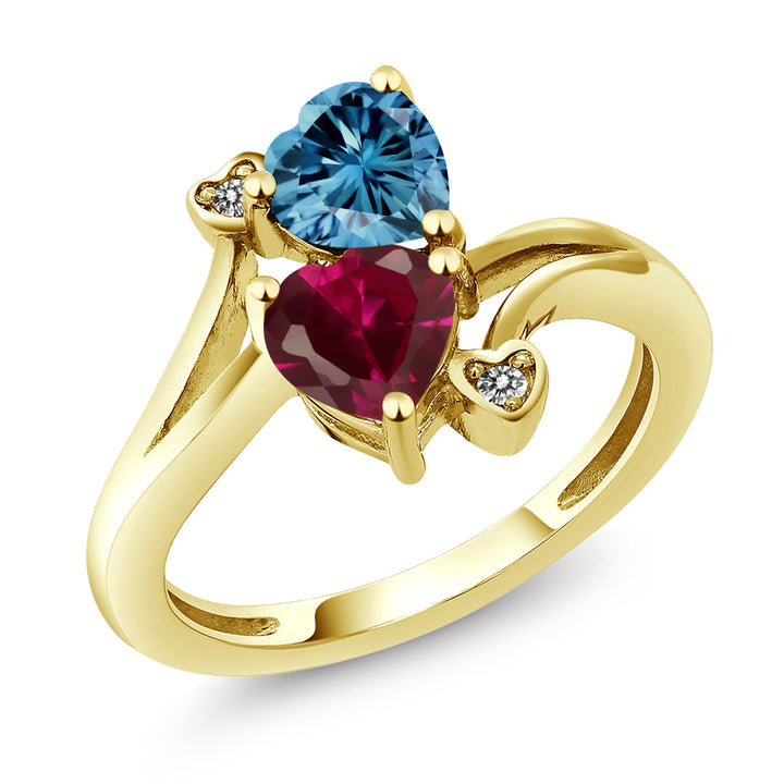 Persian Blue Moissanite - Created Ruby_5_Ring in 10K Yellow Gold