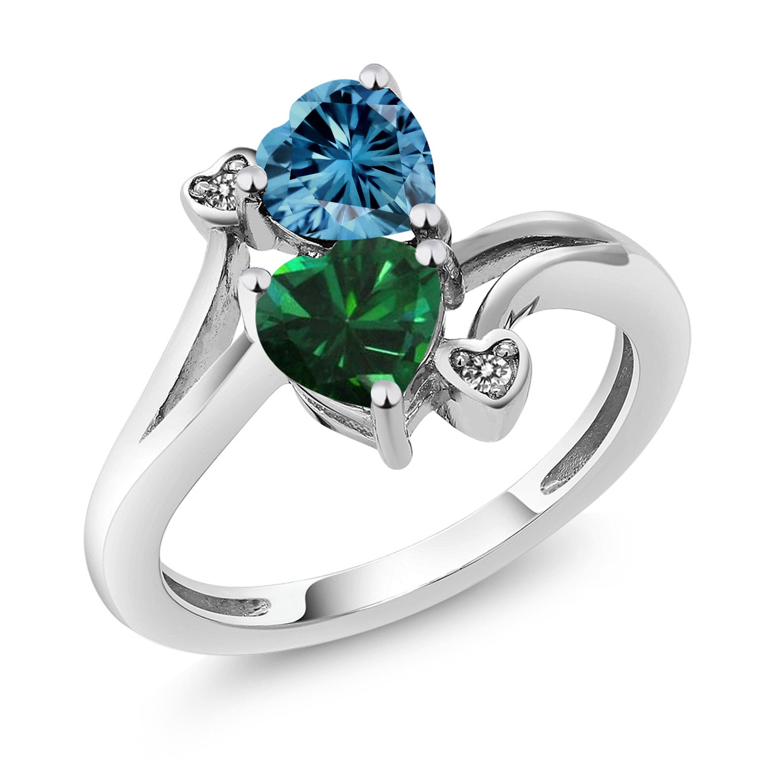 Persian Blue Moissanite - Nano Emerald_5_Ring in 10K White Gold