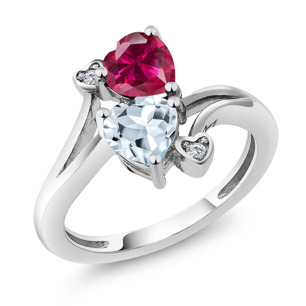 Created Ruby - Aquamarine_8_Ring in 10K White Gold
