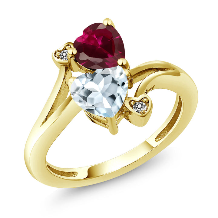 Created Ruby - Aquamarine_5_Ring in 10K Yellow Gold
