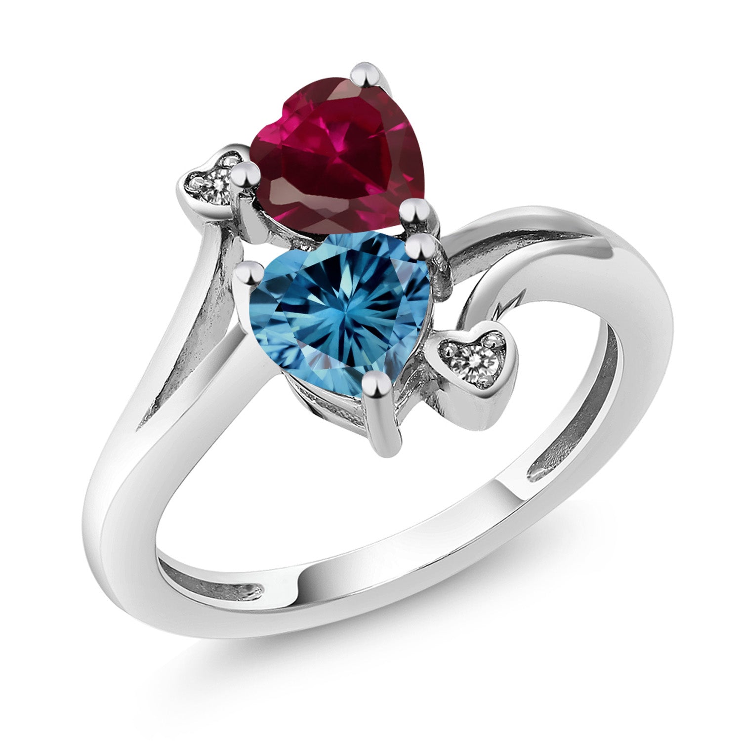 Created Ruby - Persian Blue Moissanite_9_Ring in 10K White Gold