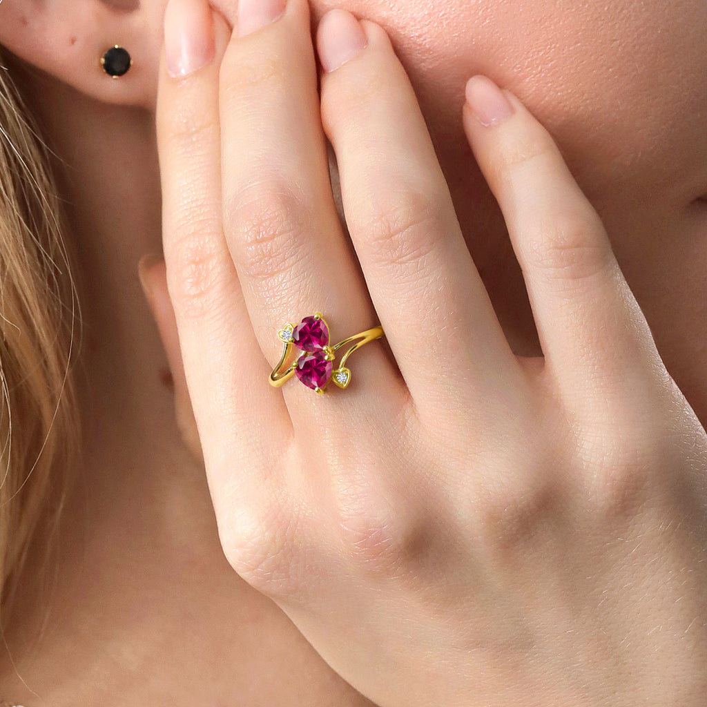 Created Ruby and Diamond_7_Ring in 10K Yellow Gold
