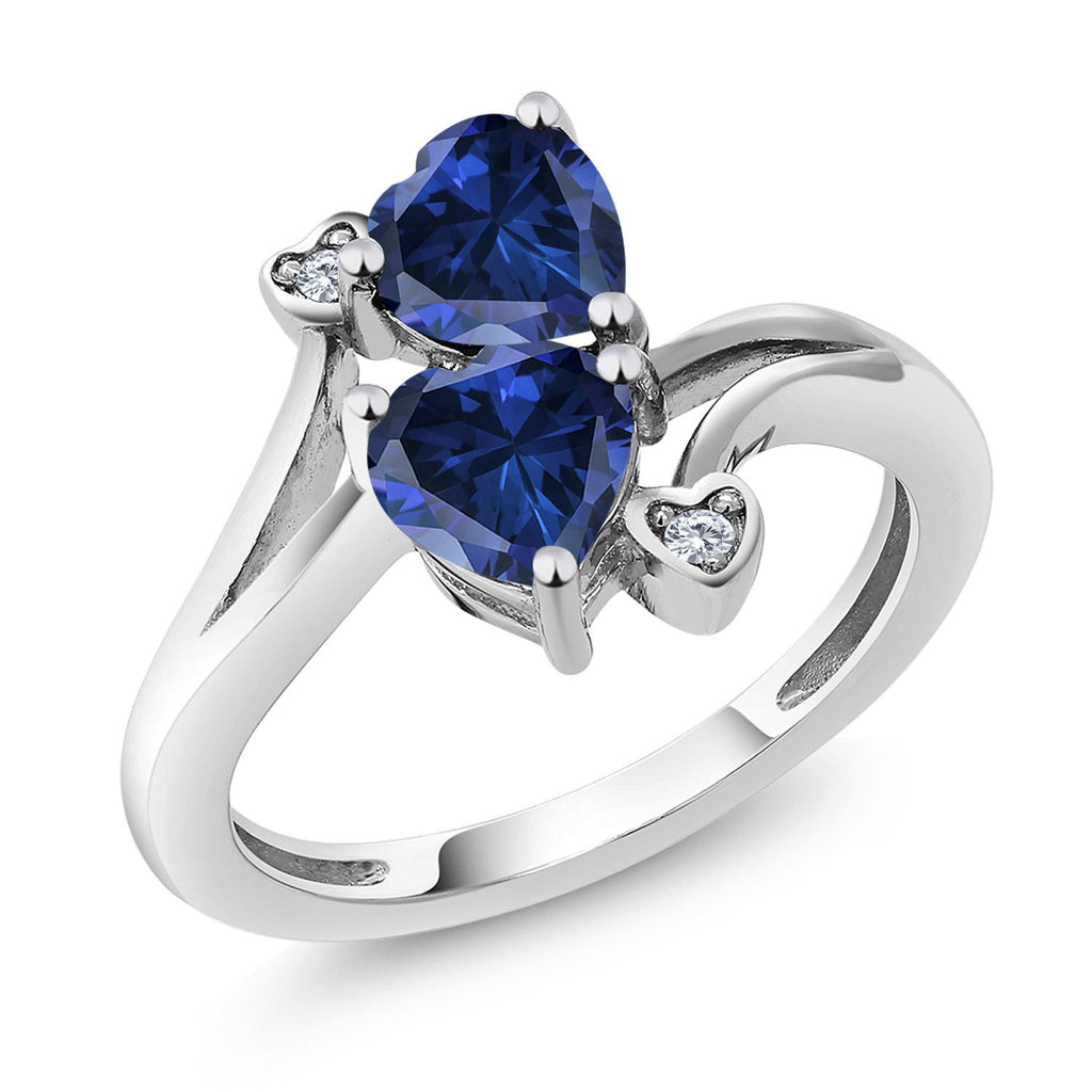 Blue Created Sapphire - September_7_Ring in 10K White Gold