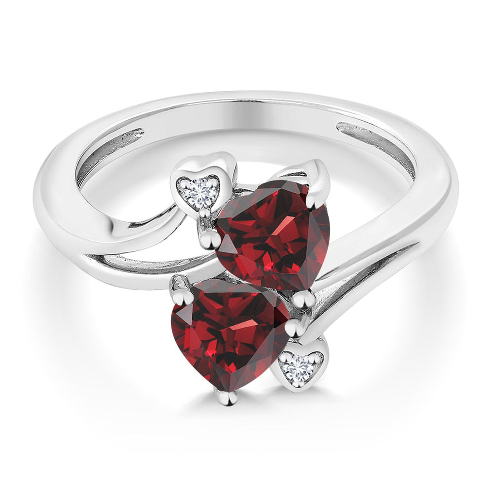 Garnet and Diamond_7_Ring in 10K White Gold