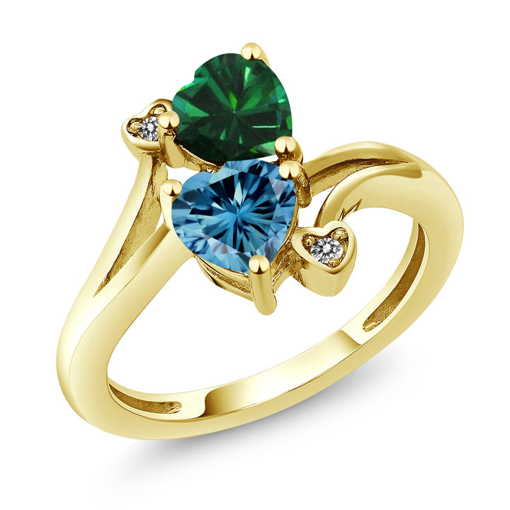 Nano Emerald - Persian Blue Moissanite_5_Ring in 10K Yellow Gold