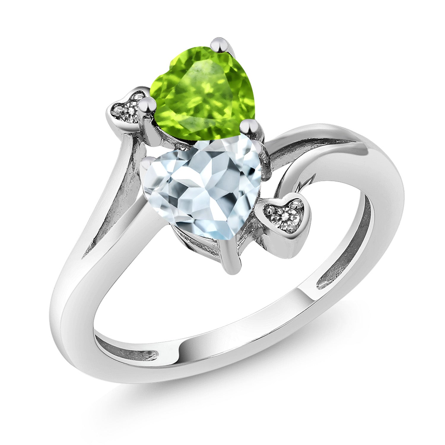 Peridot - Aquamarine_5_Ring in 10K White Gold