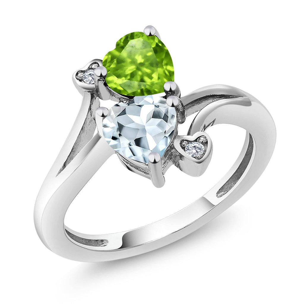 Peridot - Aquamarine_6_Ring in 10K White Gold