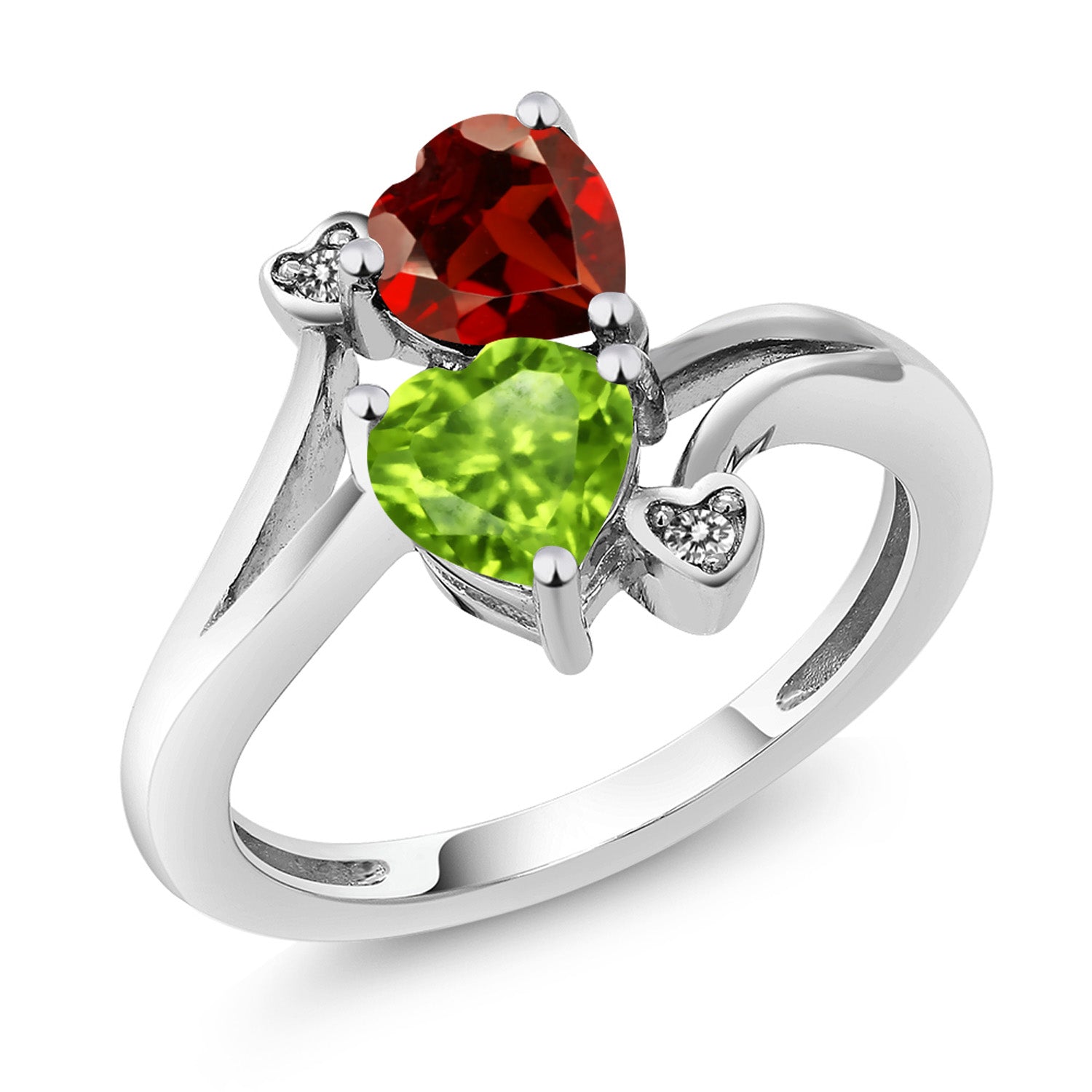 Garnet - Peridot_9_Ring in 10K White Gold