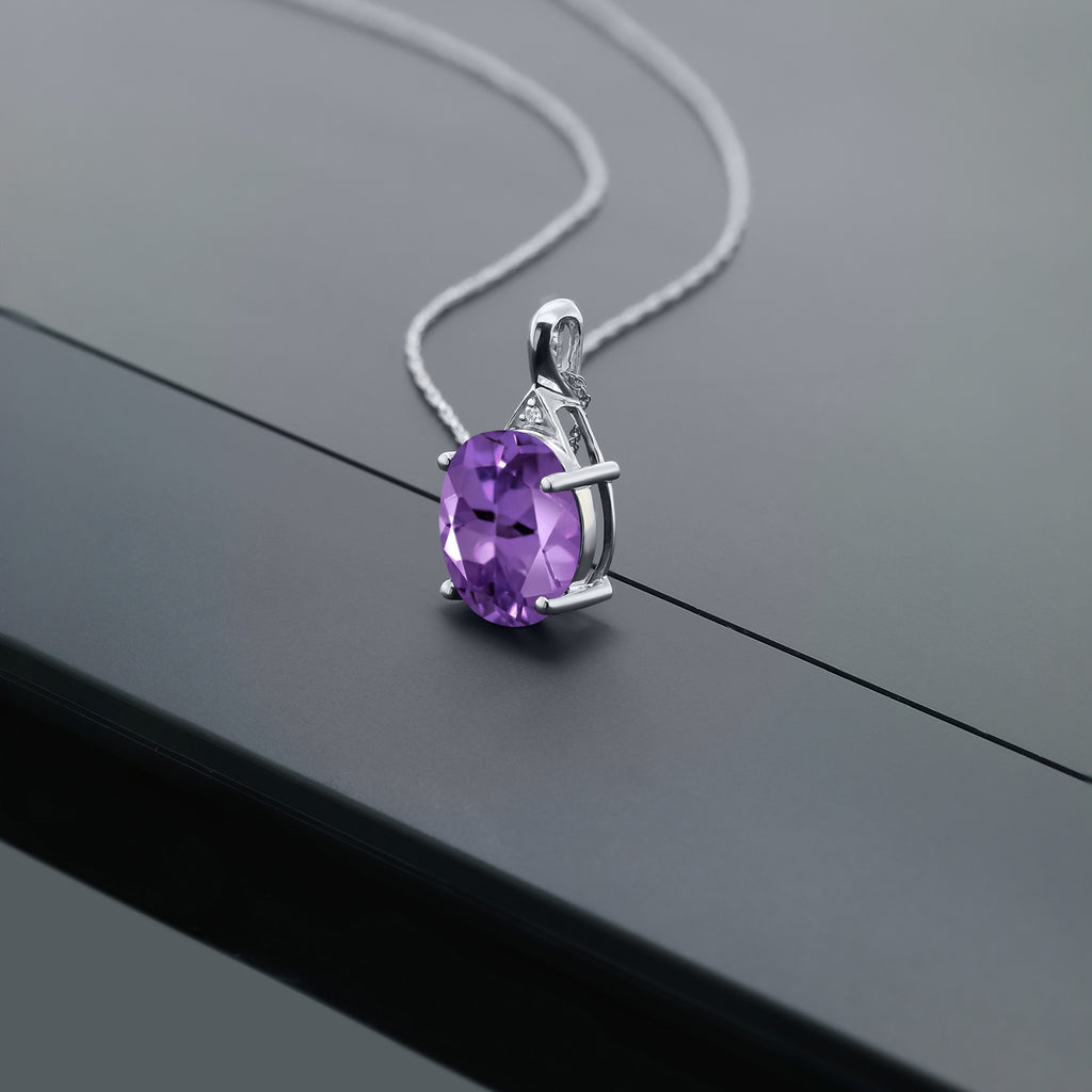 Amethyst - February_Pendant in 14K White Gold