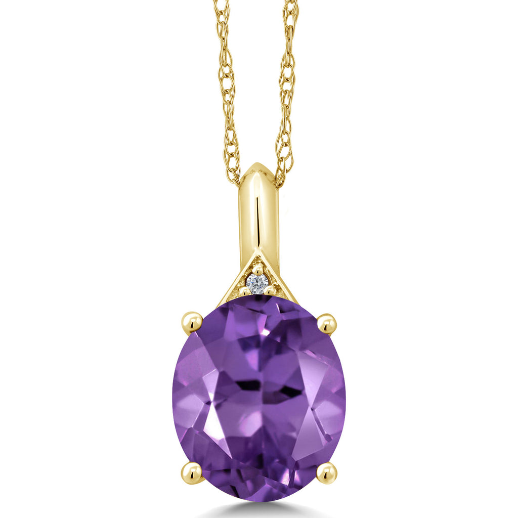 Amethyst and Diamond_Pendant in 10K Yellow Gold