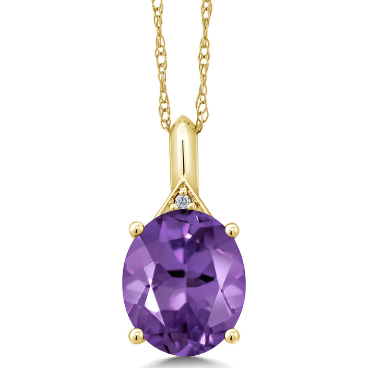 Amethyst and Diamond_Pendant in 10K Yellow Gold