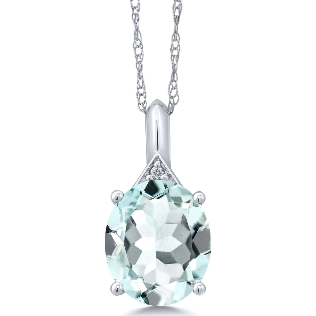 Created Aquamarine - March_Pendant in 14K White Gold