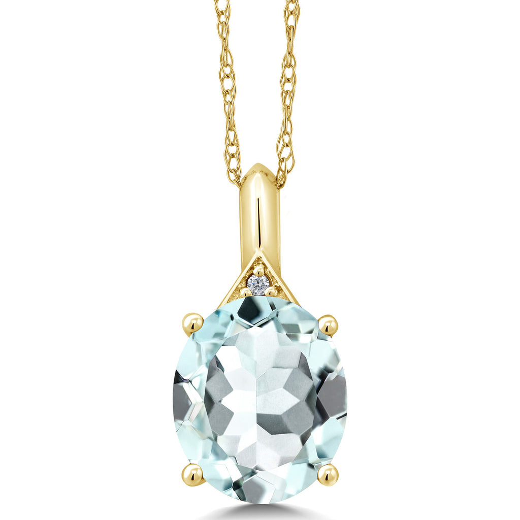 Created Aquamarine - March_Pendant in 14K Yellow Gold