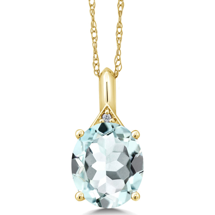 Simulated Aquamarine_Pendant in 10K Yellow Gold