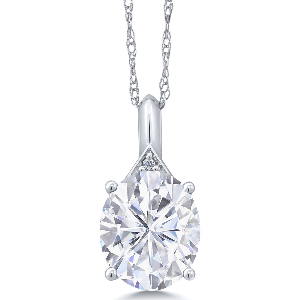 White Moissanite - April_Pendant in 14K White Gold