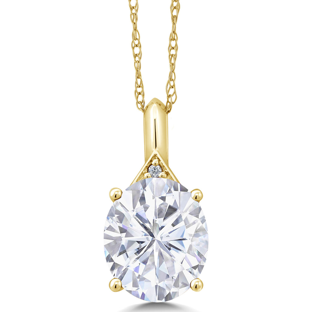 White Moissanite - April_Pendant in 14K Yellow Gold