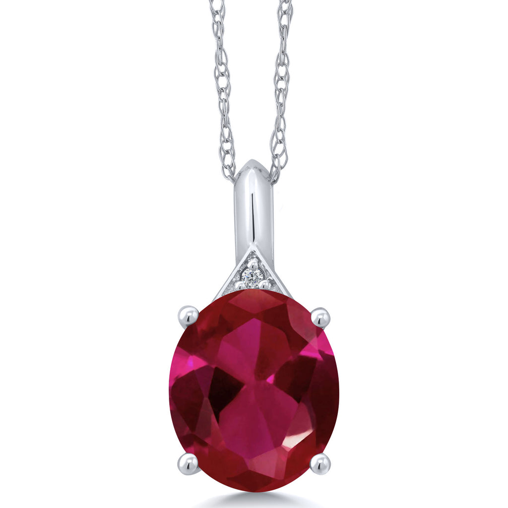Created Ruby - July_Pendant in 14K White Gold