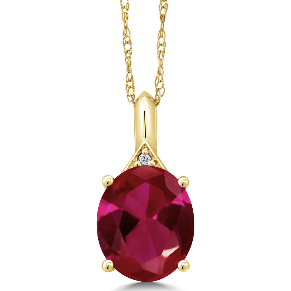 Created Ruby - July_Pendant in 14K Yellow Gold