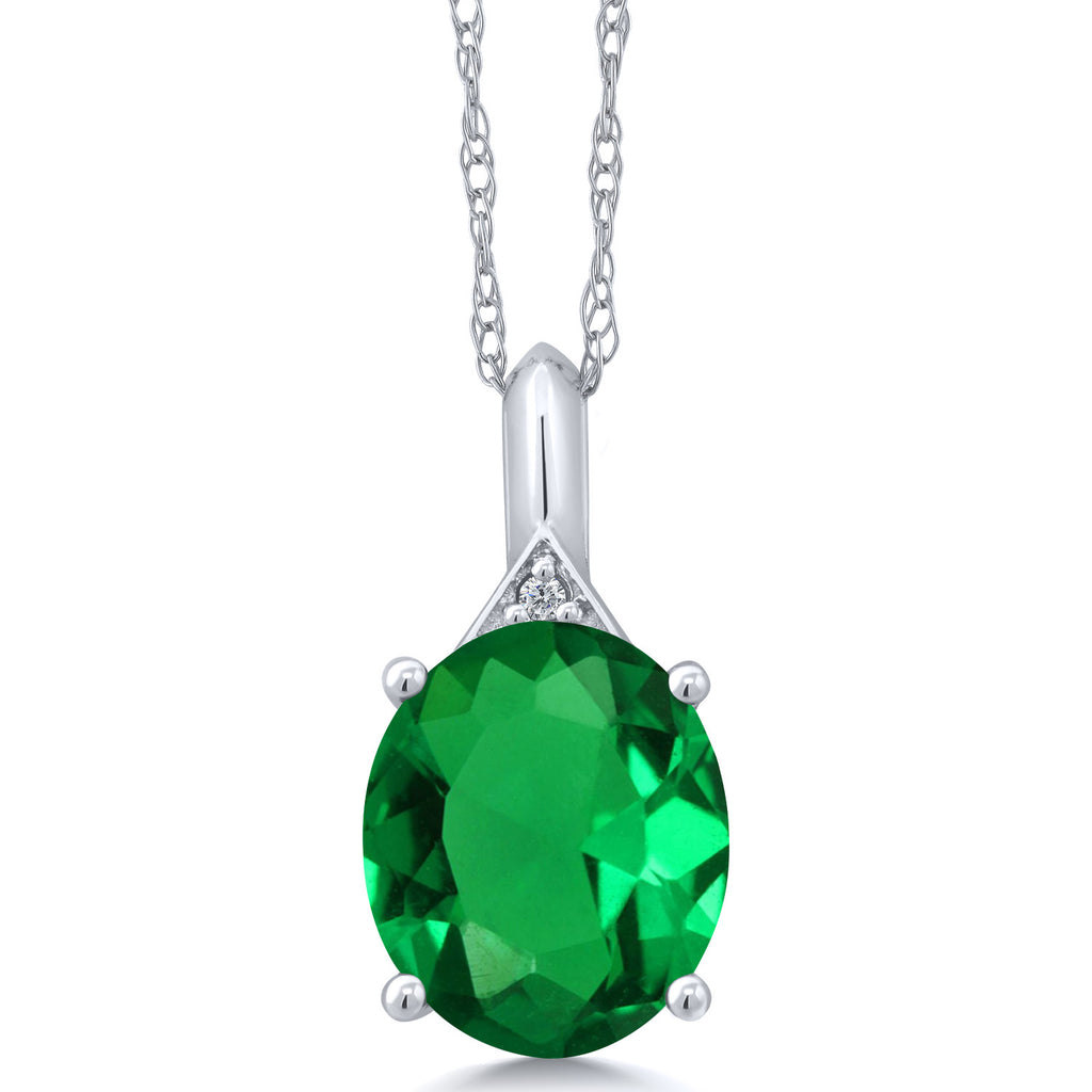 Nano Emerald - May_Pendant in 14K White Gold