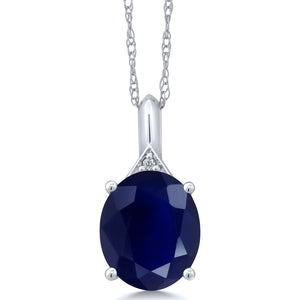 Blue Sapphire - September_Pendant in 14K White Gold