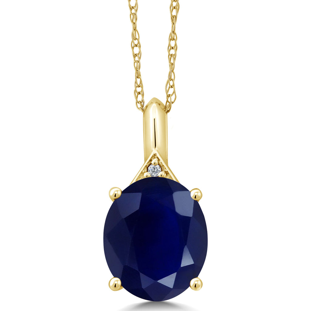 Blue Sapphire - September_Pendant in 14K Yellow Gold