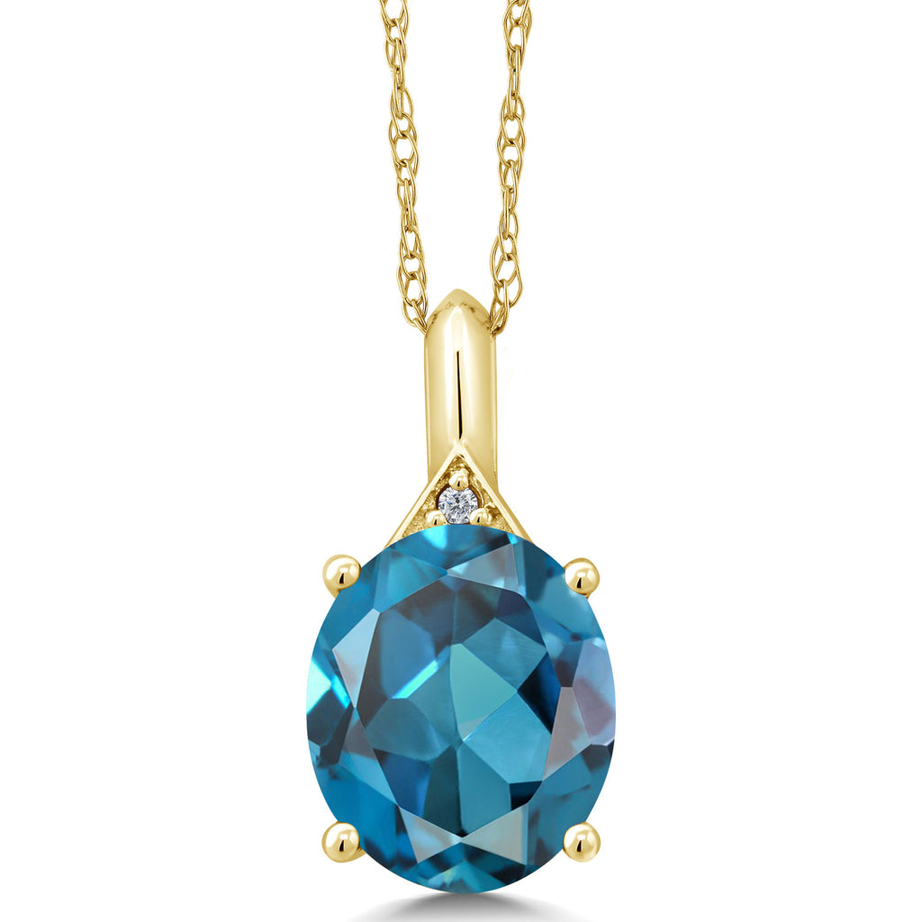 London Blue Topaz - November_Pendant in 14K Yellow Gold