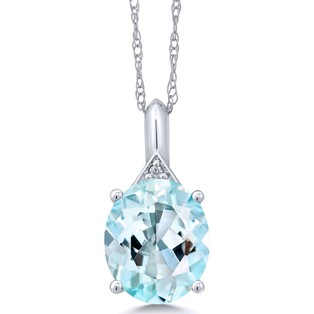 Sky Blue Topaz - November_Pendant in 14K White Gold