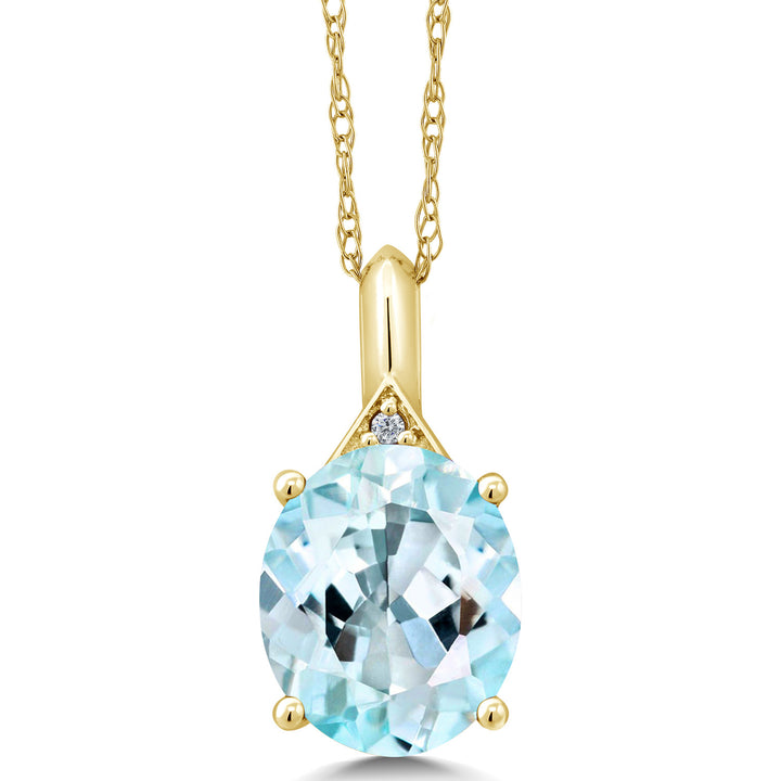 Sky Blue Topaz - November_Pendant in 10K Yellow Gold