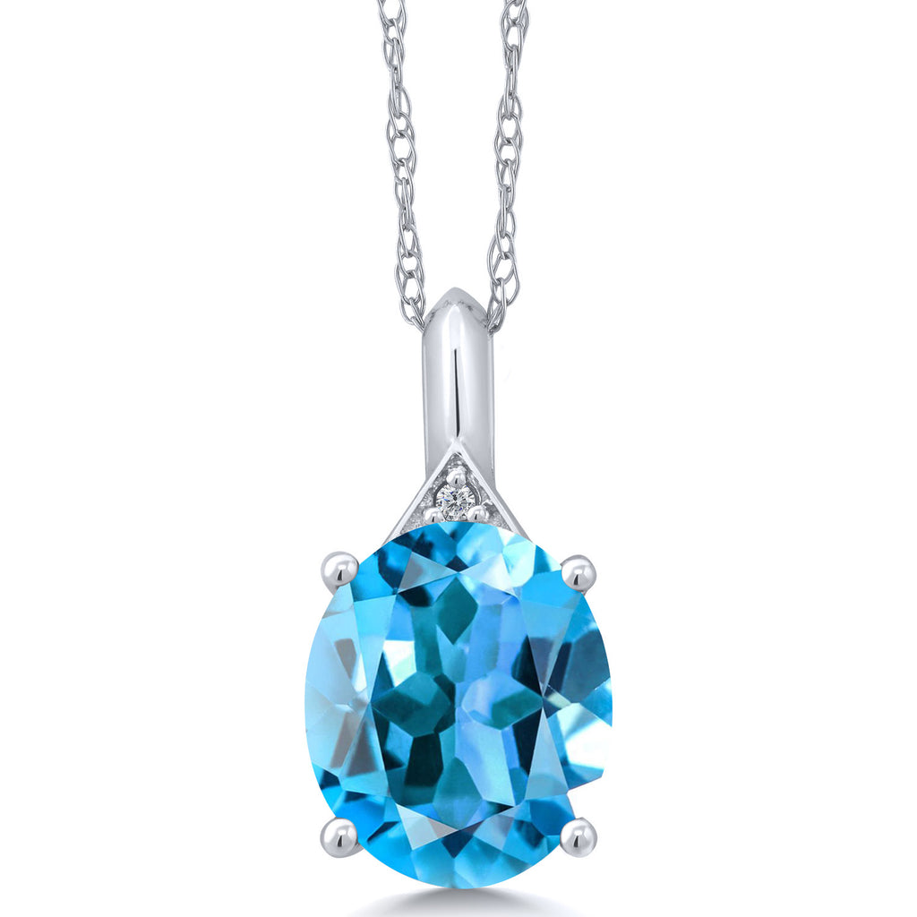 Swiss Blue Topaz - November_Pendant in 14K White Gold