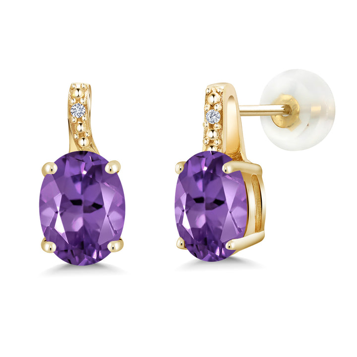 Amethyst - February_Earrings in 10K Yellow Gold