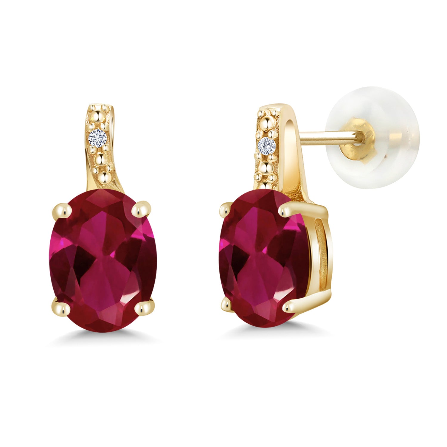 Created Ruby - July_Earrings in 10K Yellow Gold