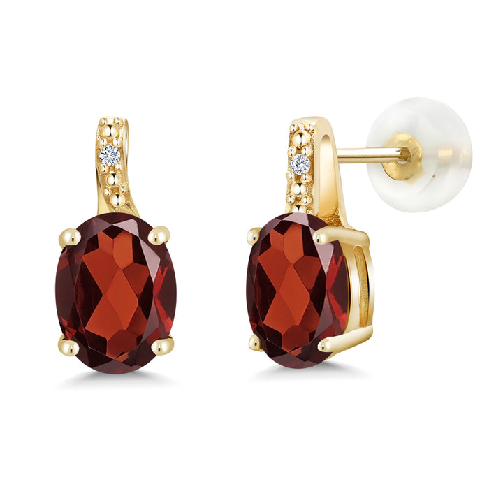 Garnet - January_Earrings in 10K Yellow Gold