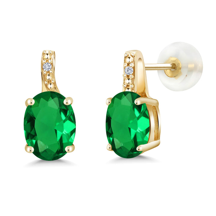 Nano Emerald - May_Earrings in 10K Yellow Gold