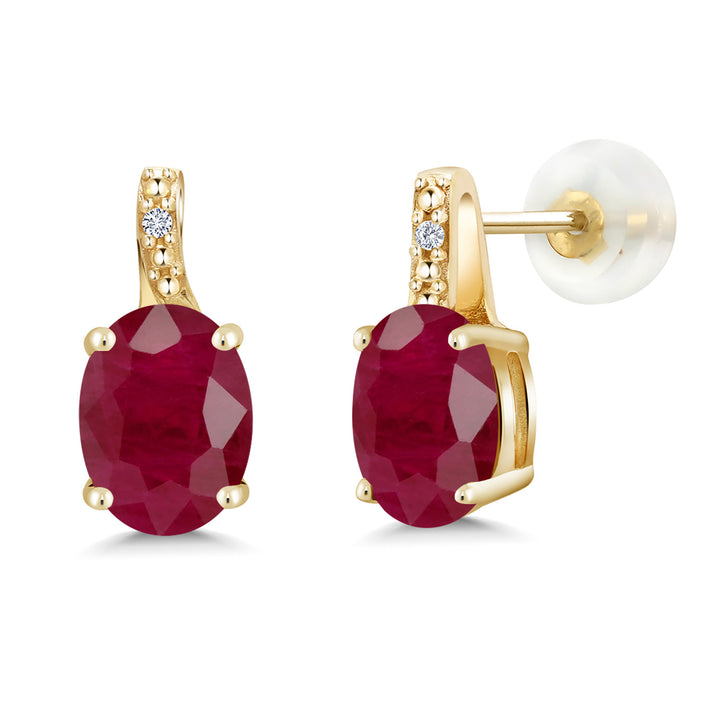 Ruby - July_Earrings in 10K Yellow Gold